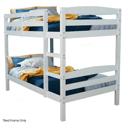 KINGSTON SLUMBER Single Bunk Bed Frame, Solid Pine 2-in-1 Modular Design, White-Furniture > Bedroom > Beds &amp; Bed Frames-PEROZ Accessories