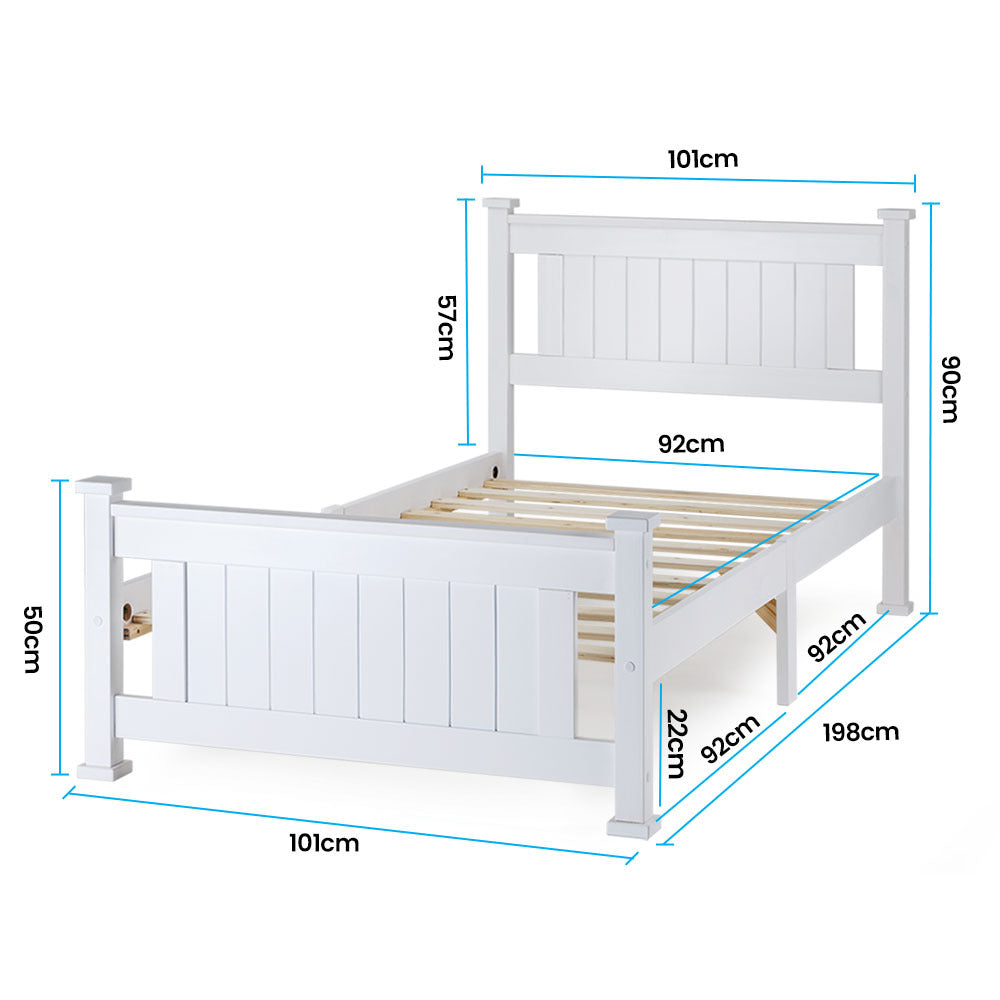 KINGSTON SLUMBER Single Wooden Bed Frame, Bedroom Furniture for Kids and Adults-Furniture > Bedroom > Beds &amp; Bed Frames-PEROZ Accessories