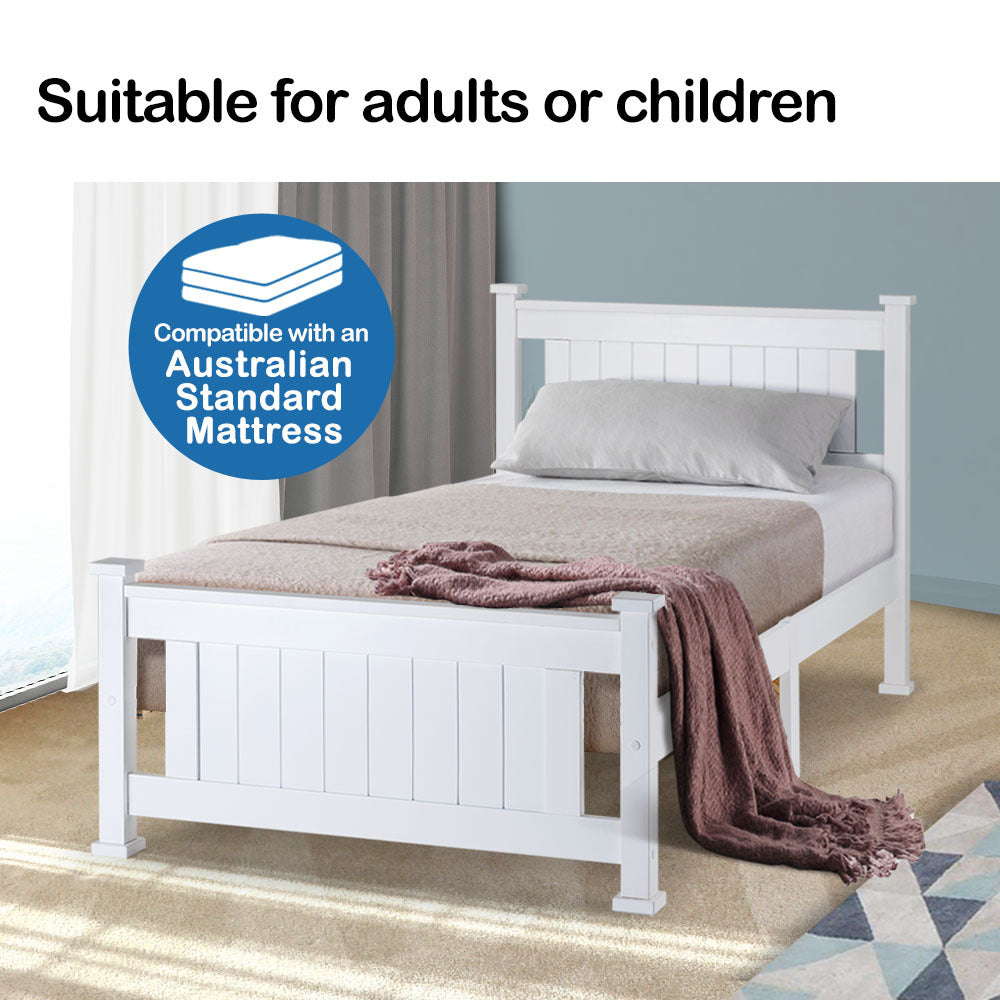 KINGSTON SLUMBER Single Wooden Bed Frame, Bedroom Furniture for Kids and Adults-Furniture > Bedroom > Beds &amp; Bed Frames-PEROZ Accessories