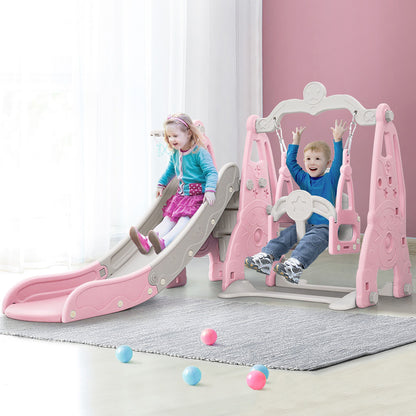 Keezi Kids Slide Swing Set Basketball Hoop Outdoor Playground Toys 170cm Pink-Outdoor Slides-PEROZ Accessories