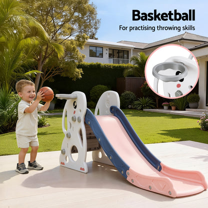 Keezi Kids Slide Set Basketball Hoop Ring Outdoor Playground Toy Rabbit 147cm-Baby &amp; Kids > Baby &amp; Kid&