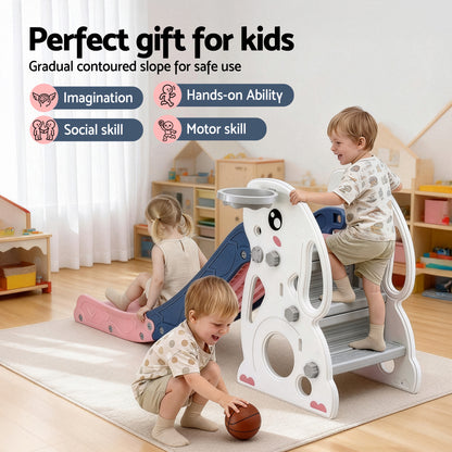 Keezi Kids Slide Set Basketball Hoop Ring Outdoor Playground Toy Rabbit 147cm-Baby &amp; Kids > Baby &amp; Kid&