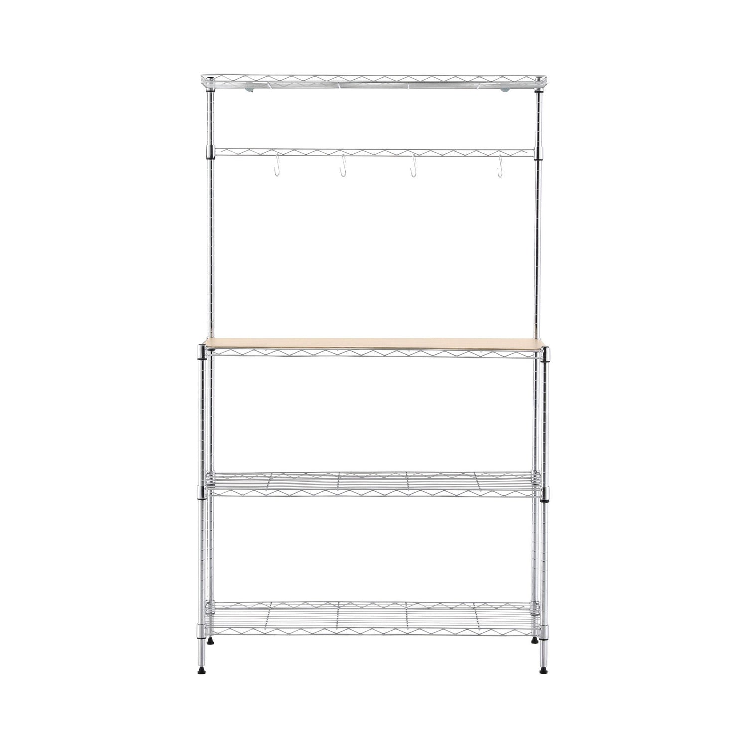 Artiss 4-Tier Metal Kitchen Rack Shelf Silver Storage Shelves Organizer Microwave Stand 90cmx151cm