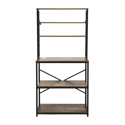 Artiss 6-Tier Kitchen Rack with 6 Hooks Microwave Storage Shelf 80cm x 167cm