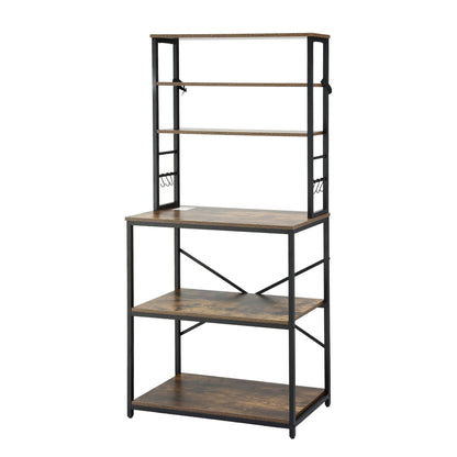 Artiss 6-Tier Kitchen Rack with 6 Hooks Microwave Storage Shelf 80cm x 167cm