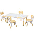 Keezi Kids Table and 4 Chairs Set Height Adjustable Toddler Desk and Chair Set for Ages 3-8, Children Activity Table with Graffiti Desktop for Learning Drawing Playing, Yellow-Baby & Kids > Kid&