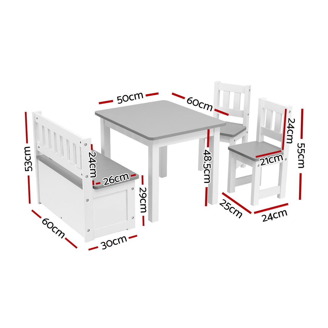 Keezi 2 in 1 Kids Table and Chair Set, Activity Table with Storage Bench and 2 Chairs for Reading, Drawing, Writing, Snack Time &amp; Arts Crafts, 4 PCS Toddler Table and Chair Set, Grey-Baby &amp; Kids > Kid&