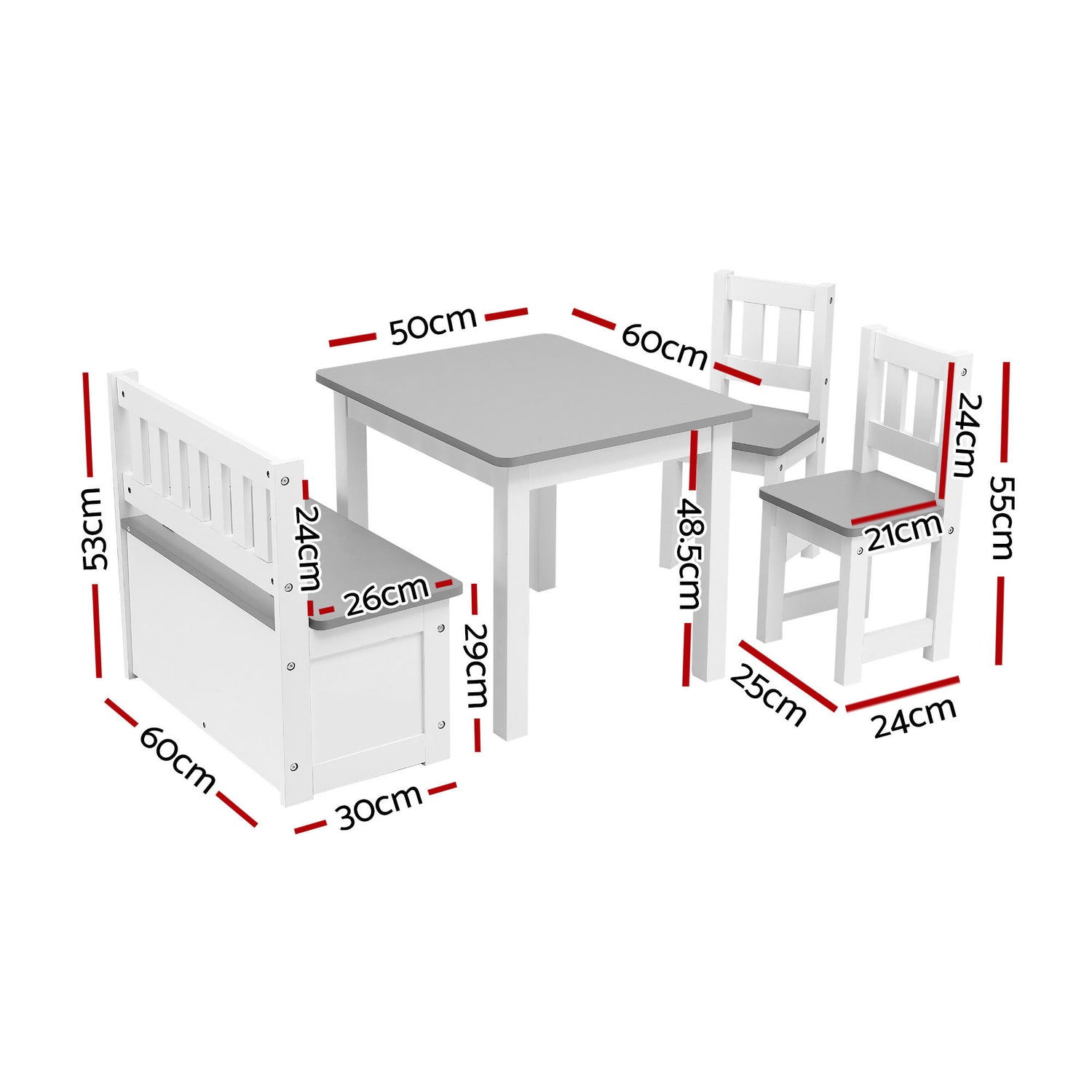 Keezi 2 in 1 Kids Table and Chair Set, Activity Table with Storage Bench and 2 Chairs for Reading, Drawing, Writing, Snack Time &amp; Arts Crafts, 4 PCS Toddler Table and Chair Set, Grey-Baby &amp; Kids > Kid&