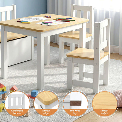 Keezi 2 in 1 Kids Table and Chair Set, Activity Table with Storage Bench and 2 Chairs for Reading, Drawing, Writing, Snack Time &amp; Arts Crafts, 4 PCS Toddler Table and Chair Set, Natural-Baby &amp; Kids > Kid&