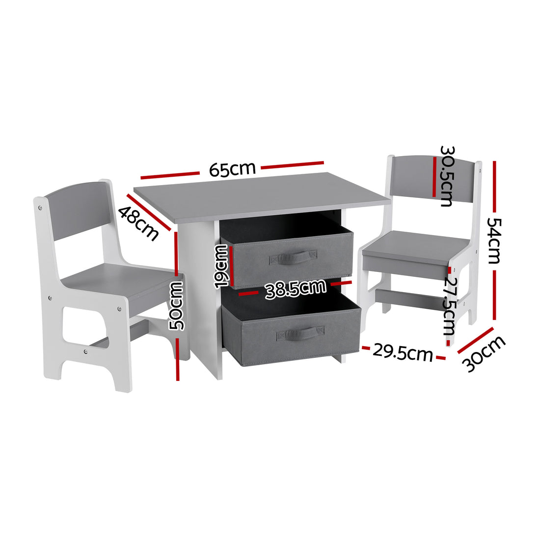 Keezi Kids Table and 2 Chairs Set Wooden Activity Table wit 2 Storage Drawers, Toddler Table and Chair Set for Children Drawing, Reading, Crafts, Eating, Grey-Baby &amp; Kids > Kid&