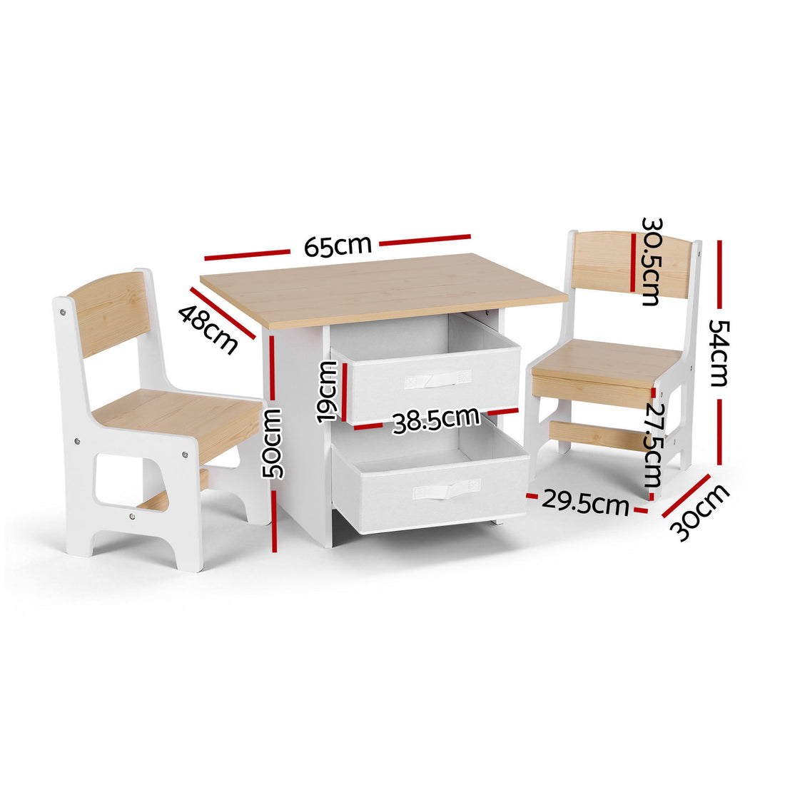 Keezi Kids Table and 2 Chairs Set Wooden Activity Table wit 2 Storage Drawers, Toddler Table and Chair Set for Children Drawing, Reading, Crafts, Eating, Natural-Baby &amp; Kids > Kid&