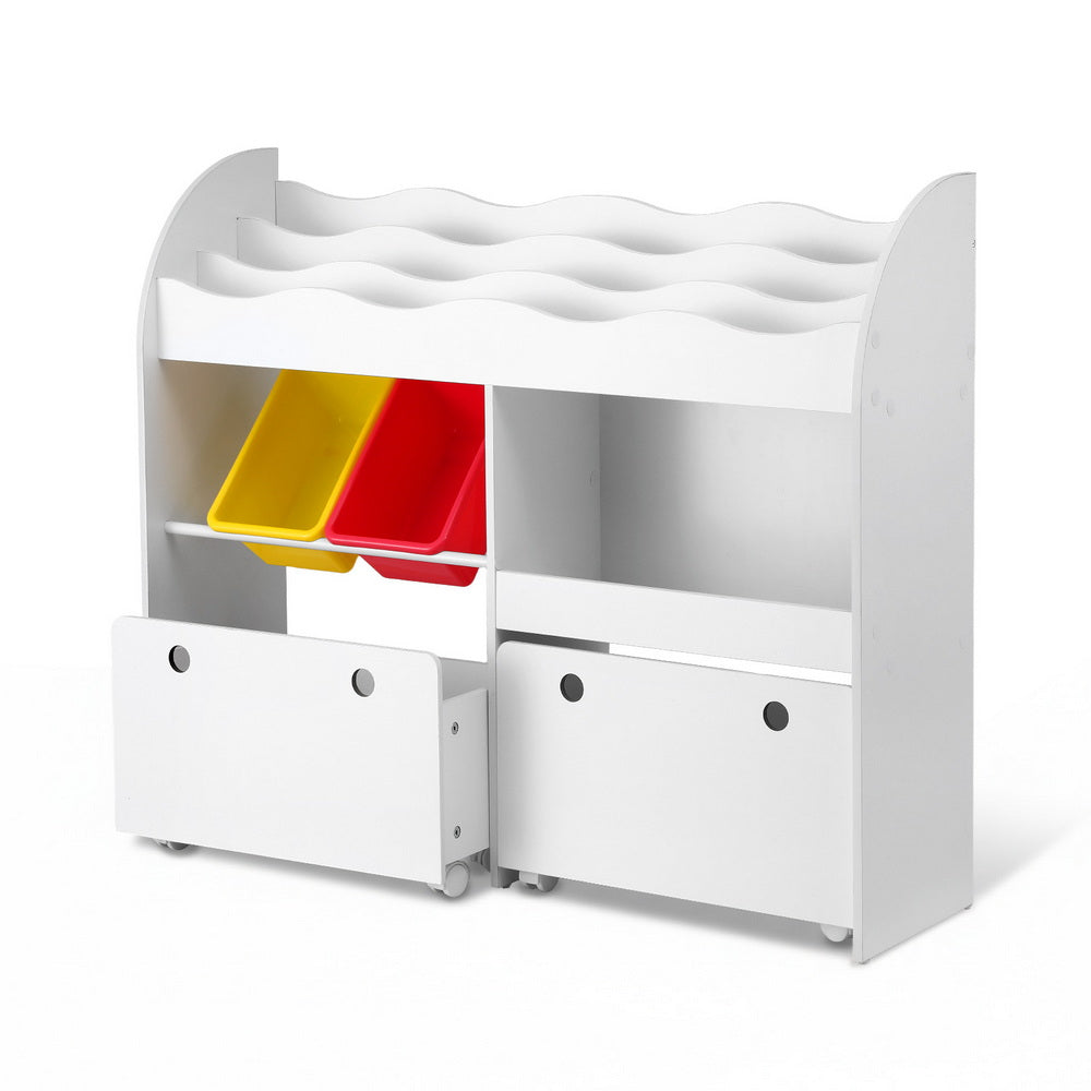 Keezi 3 Tiers Kids Bookshelf Storage Children Bookcase Toy Box Organiser Display White-Baby &amp; Kids > Kid&