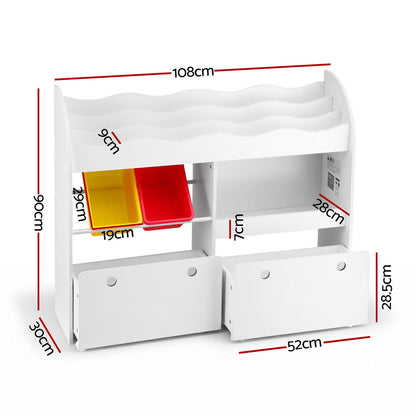 Keezi 3 Tiers Kids Bookshelf Storage Children Bookcase Toy Box Organiser Display White-Baby &amp; Kids > Kid&