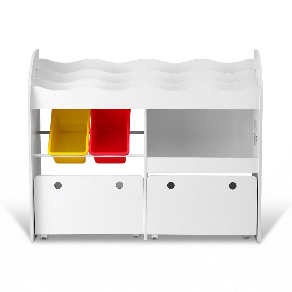 Keezi 3 Tiers Kids Bookshelf Storage Children Bookcase Toy Box Organiser Display White-Baby &amp; Kids > Kid&