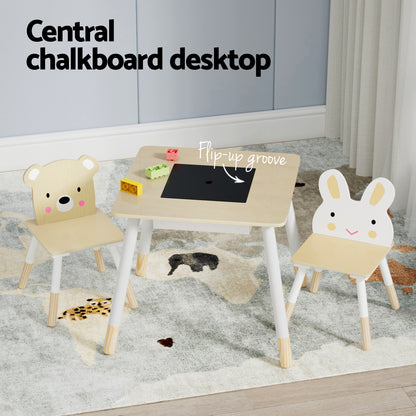 Keezi 3PCS Kids Table and Chairs Set Activity Desk Chalkboard Toy Hidden Storage-Baby &amp; Kids > Baby &amp; Kid&