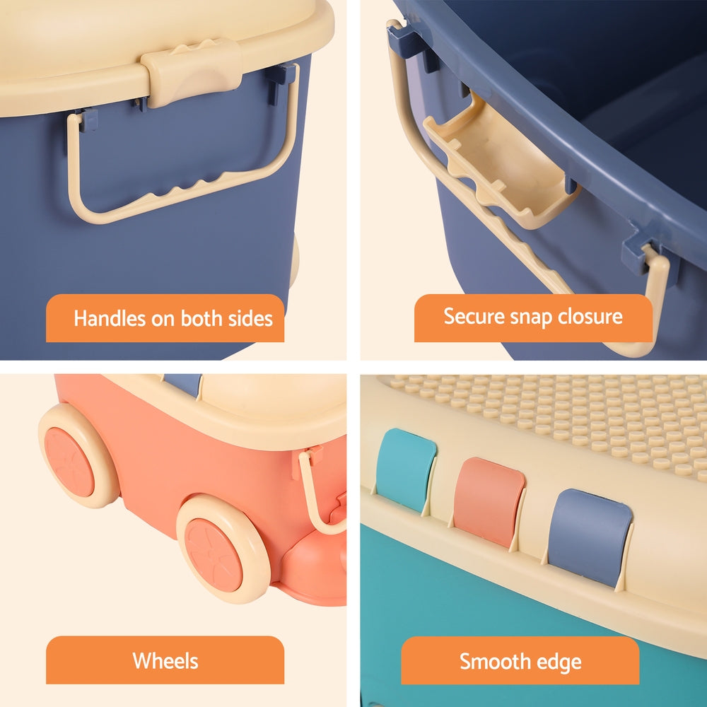 Keezi 3PCS Toy Storage Box Cute Car Toy Container Kids Toys Organiser Snack Boxes-Baby &amp; Kids > Kid&