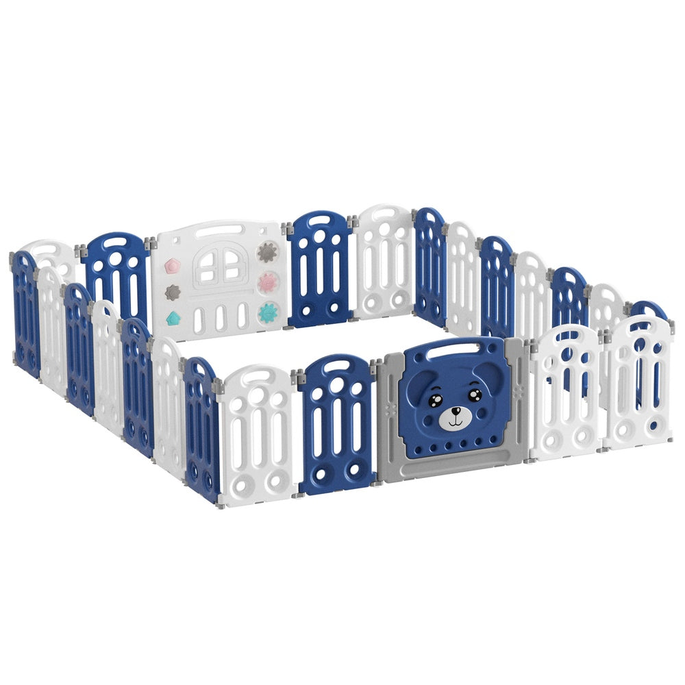Keezi Kids Baby Playpen 24 Panels Safety Gate Toddler Fence Barrier Play Game-Baby &amp; Kids > Gates &amp; Playpens > Ball Pits &amp; Play Pens-PEROZ Accessories
