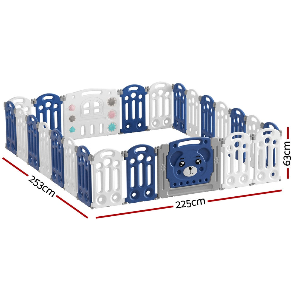 Keezi Kids Baby Playpen 24 Panels Safety Gate Toddler Fence Barrier Play Game-Baby &amp; Kids &gt; Gates &amp; Playpens &gt; Ball Pits &amp; Play Pens-PEROZ Accessories