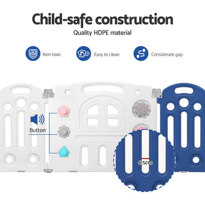 Keezi Kids Baby Playpen 24 Panels Safety Gate Toddler Fence Barrier Play Game-Baby &amp; Kids > Gates &amp; Playpens > Ball Pits &amp; Play Pens-PEROZ Accessories