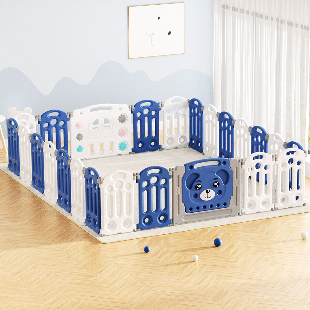 Keezi Kids Baby Playpen 24 Panels Safety Gate Toddler Fence Barrier Play Game-Baby &amp; Kids > Gates &amp; Playpens > Ball Pits &amp; Play Pens-PEROZ Accessories