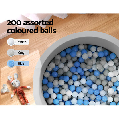 Keezi Kids Ball Pit 90x30cm Ocean Foam Play Pool Barrier Toys Children Grey-Baby &amp; Kids > Gates &amp; Playpens > Ball Pits &amp; Play Pens-PEROZ Accessories