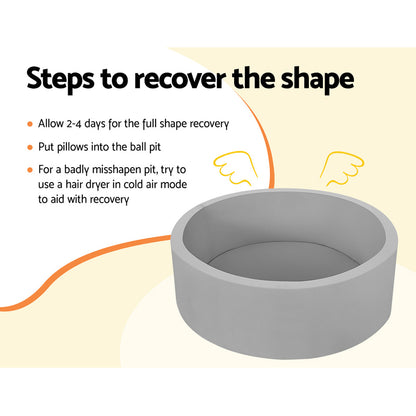 Keezi Kids Ball Pit 90x30cm Ocean Foam Play Pool Barrier Toys Children Grey-Baby &amp; Kids > Gates &amp; Playpens > Ball Pits &amp; Play Pens-PEROZ Accessories
