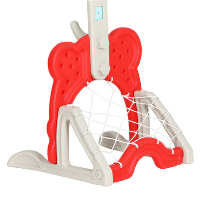 Keezi Kids Basketball Hoop Stand Adjustable 5-in-1 Sports Center Toys Set Red-Sports &amp; Fitness > Ball Sports > Basketball &amp; Basketball Accessories-PEROZ Accessories