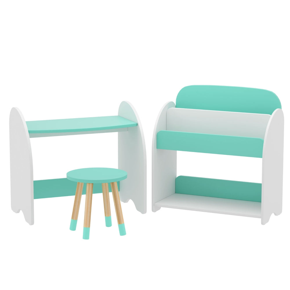 Keezi Kids Bookshelf 2 In 1 Table Chair Set Bookcase Toys Shelves Children Organiser-Baby &amp; Kids > Kid&