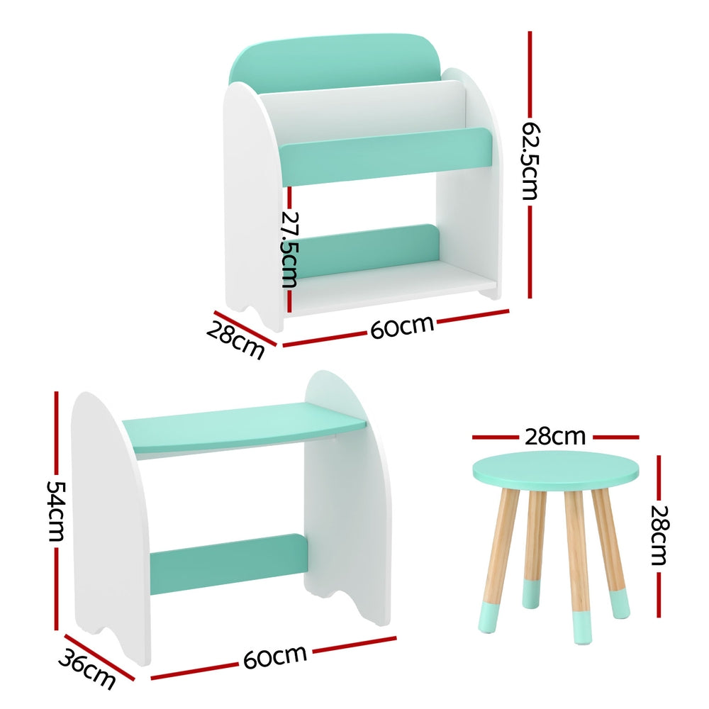 Keezi Kids Bookshelf 2 In 1 Table Chair Set Bookcase Toys Shelves Children Organiser-Baby &amp; Kids > Kid&