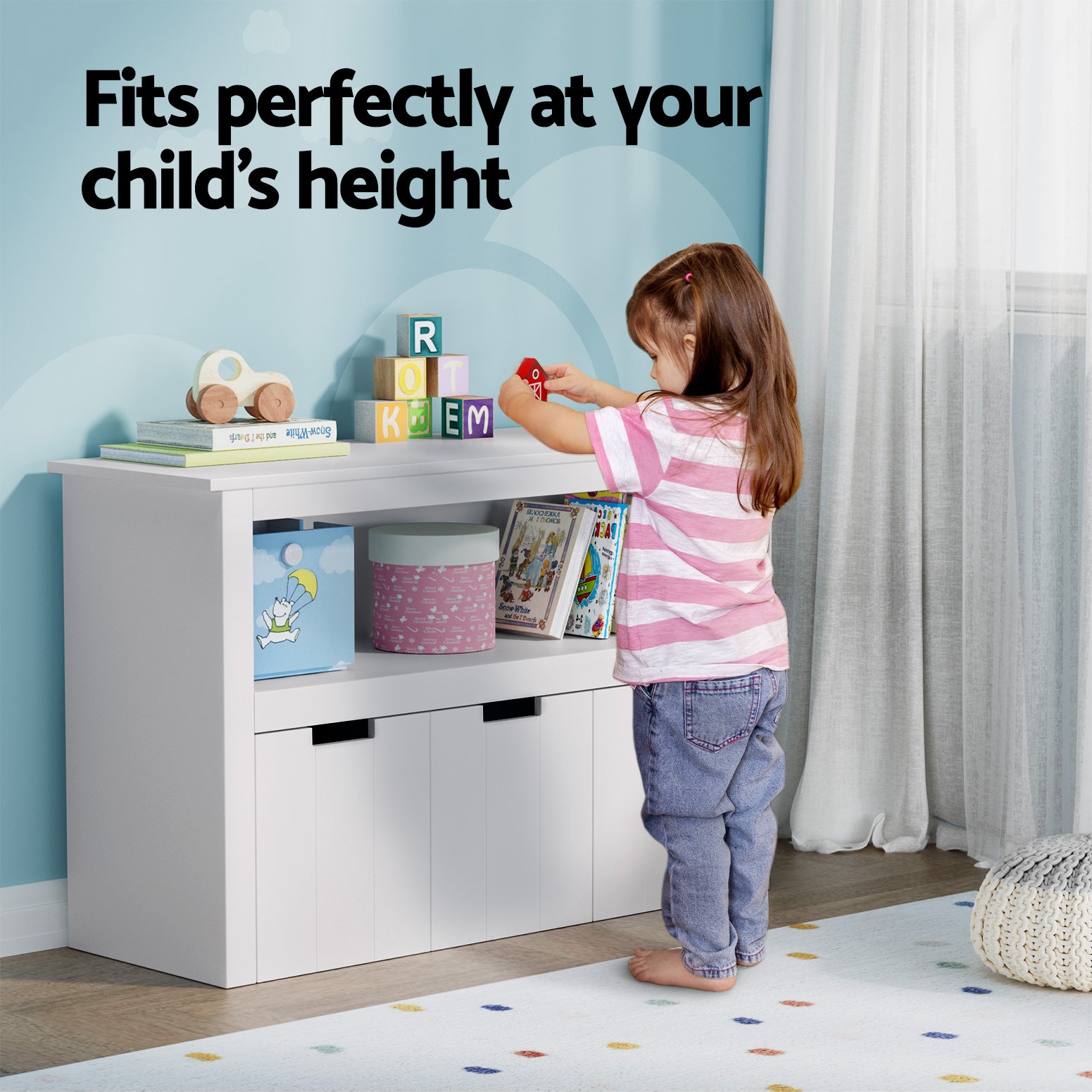 Keezi Kids Bookshelf 3 Drawers Storage Children Bookcase Toy Organiser Display-Baby &amp; Kids > Kid&