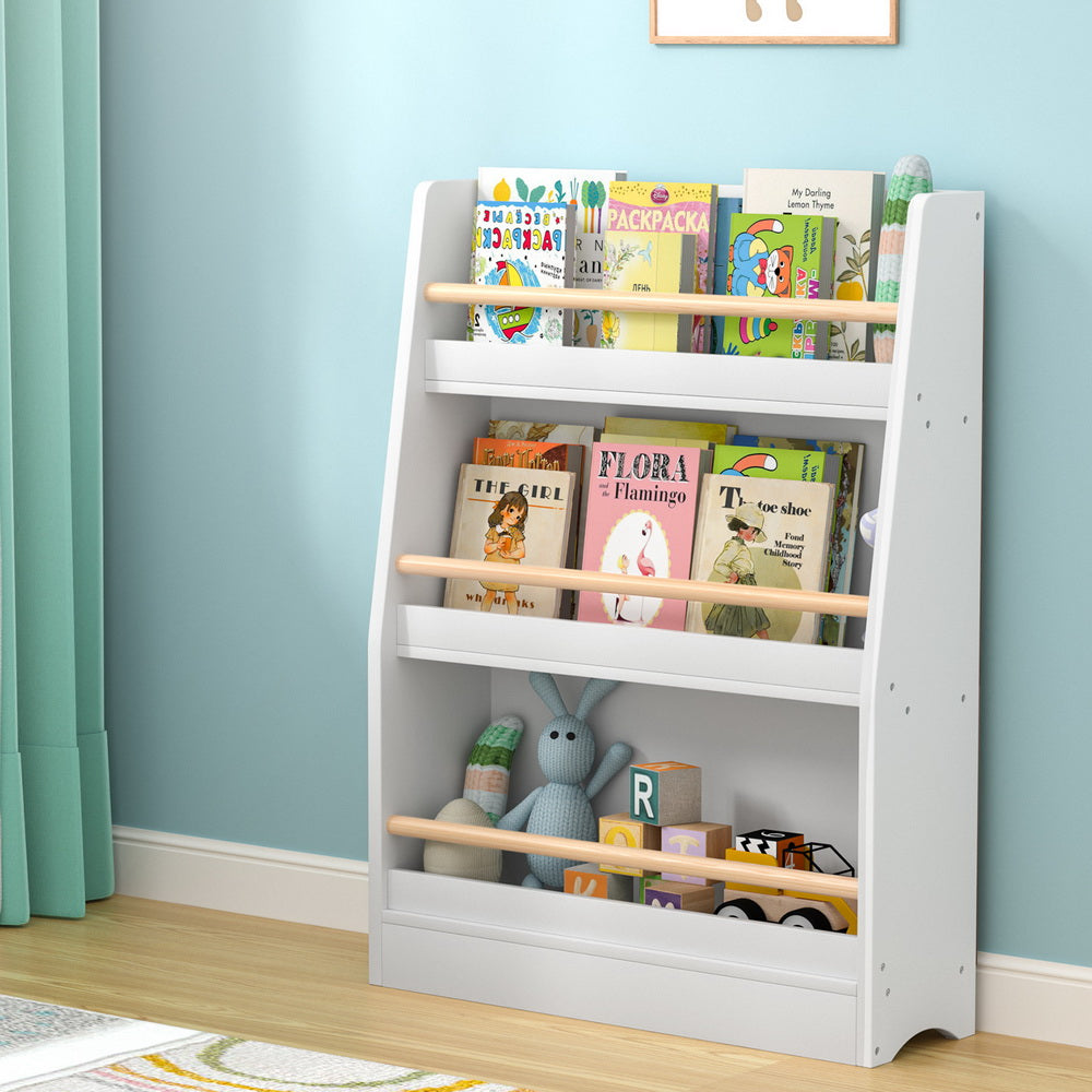Keezi Kids Bookshelf 3 Tiers Storage Children Bookcase Organiser Display Shelf-Baby &amp; Kids &gt; Kid&