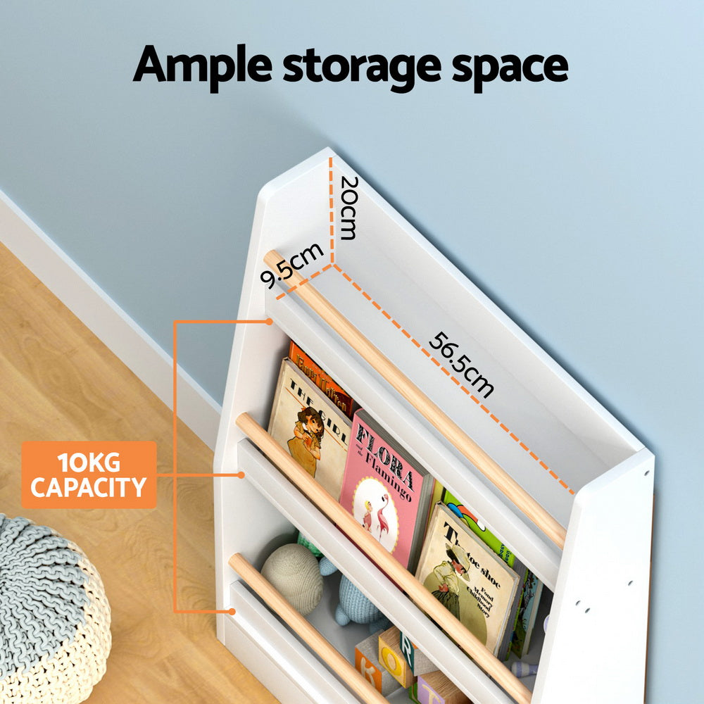Keezi Kids Bookshelf 3 Tiers Storage Children Bookcase Organiser Display Shelf-Baby &amp; Kids > Kid&