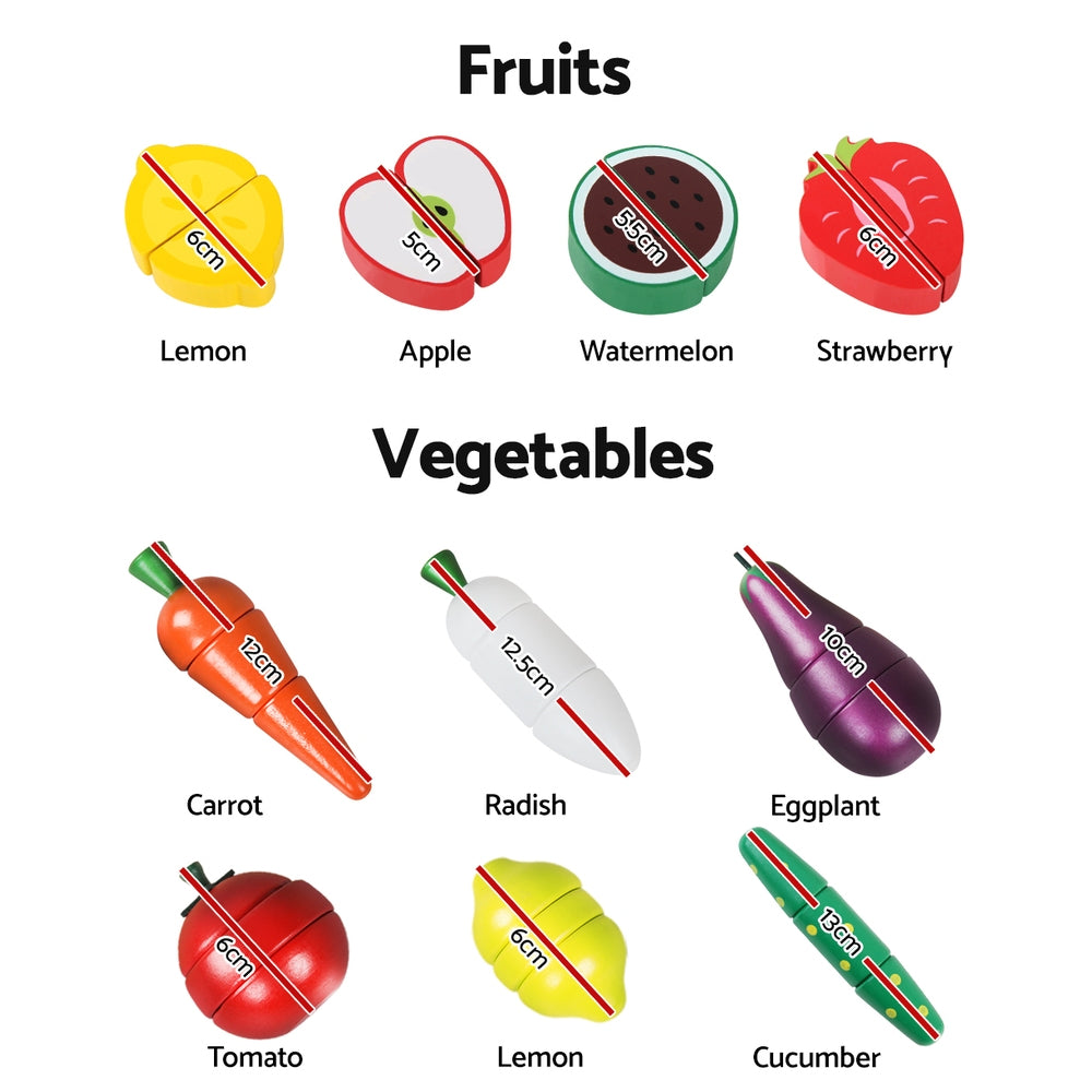 Keezi Kids Kitchen Play Set Wooden Pretend Toys Cooking Utensils Pots Pans Food-Baby &amp; Kids &gt; Baby &amp; Kid&