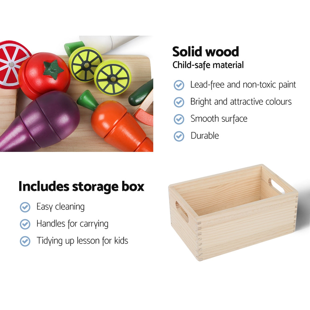 Keezi Kids Kitchen Play Set Wooden Pretend Toys Cooking Utensils Pots Pans Food-Baby &amp; Kids > Baby &amp; Kid&