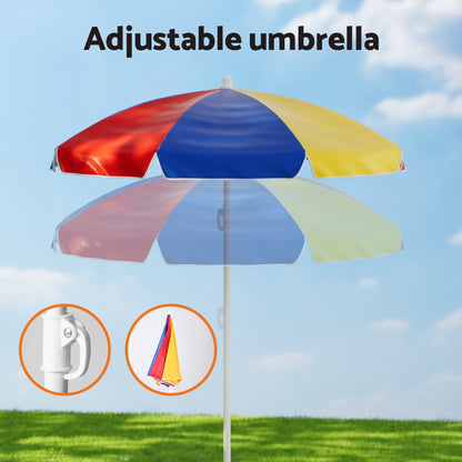 Keezi Kids Outdoor Table and Chairs Set Picnic Bench Umbrella Children Indoor-Baby &amp; Kids > Kid&
