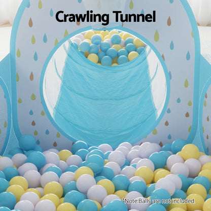 Keezi Kids Play Tent Pop Up Playhouse Ball Pit Tunnel Basketball Hoop Blue-Baby &amp; Kids &gt; Baby &amp; Kid&