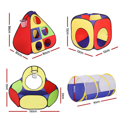 Keezi Kids Play Tent Pop Up Teepee Playhouse Ball Pit Crawl Tunnel Basketball Hoop-Baby &amp; Kids > Baby &amp; Kid&