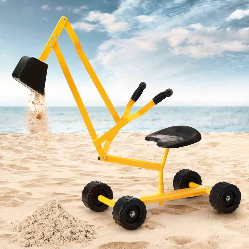 Keezi Kids Ride On Car Digger Bulldozer Sandpit Play Toys Rotate Seat Yellow-Baby &amp; Kids > Baby &amp; Kid&