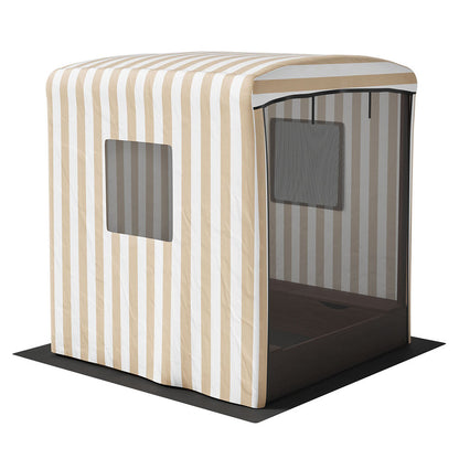 Keezi Kids Sandpit Wooden Sandbox Sand Pit with Canopy Window Water Basin 120cm-Baby &amp; Kids > Baby &amp; Kid&