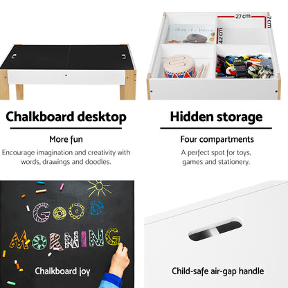 Keezi Kids Table Chair Set Children Storage Study Desk Toy Play Game Chalkboard-Baby &amp; Kids > Baby &amp; Kid&