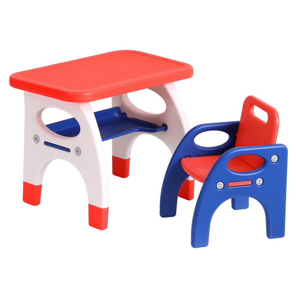 Keezi Kids Table and Chair Set HDPE Toddler Activity Play Set Orange/Yellow-Baby &amp; Kids > Kid&