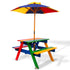 Keezi Kids Wooden Picnic Table Set with Umbrella-Baby & Kids > Baby & Kid&