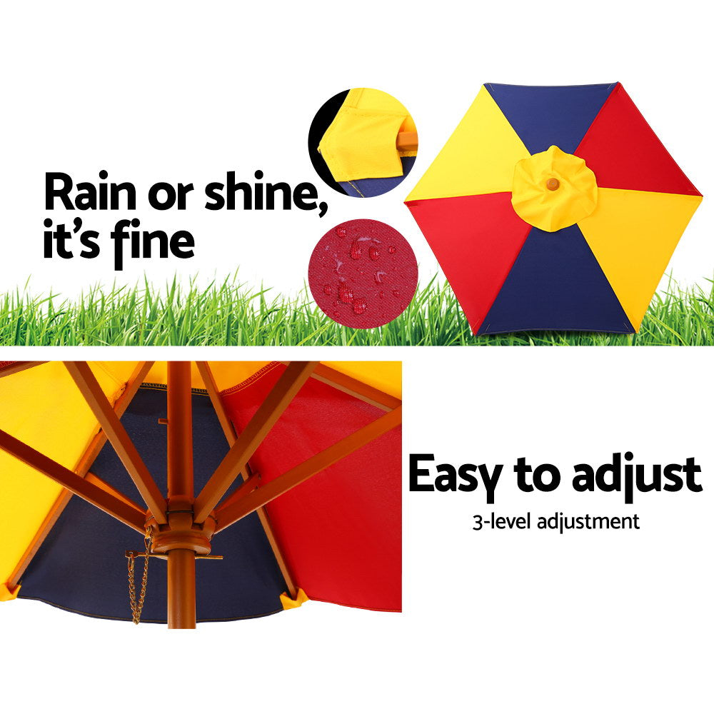 Keezi Kids Wooden Picnic Table Set with Umbrella-Baby &amp; Kids > Baby &amp; Kid&
