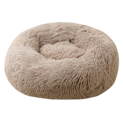 Khaki 50cm Cozy Round Pet Bed - Plush Cat &amp; Dog Bed with Non-Slip Base, Machine Washable-Pet Care > Dog Supplies > Dog Beds-PEROZ Accessories
