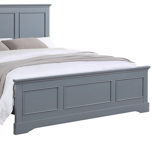 King Bed Frame in Solid Wood with Slats Support in Grey colour-Furniture &gt; Bedroom &gt; Beds &amp; Bed Frames-PEROZ Accessories