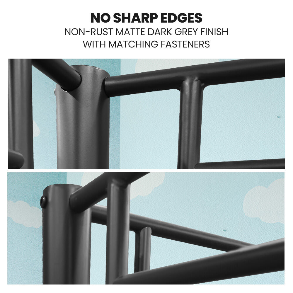 Kingston Slumber 2in1 King Single Metal Bunk Bed Frame, with Modular Design, Dark Matte Grey-Furniture > Bedroom > Beds &amp; Bed Frames-PEROZ Accessories