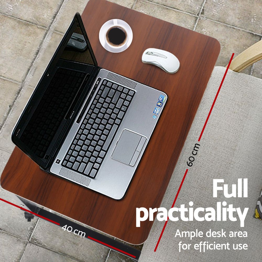Artiss Laptop Desk Table Adjustable 60CM Dark Wood-Furniture > Office-PEROZ Accessories