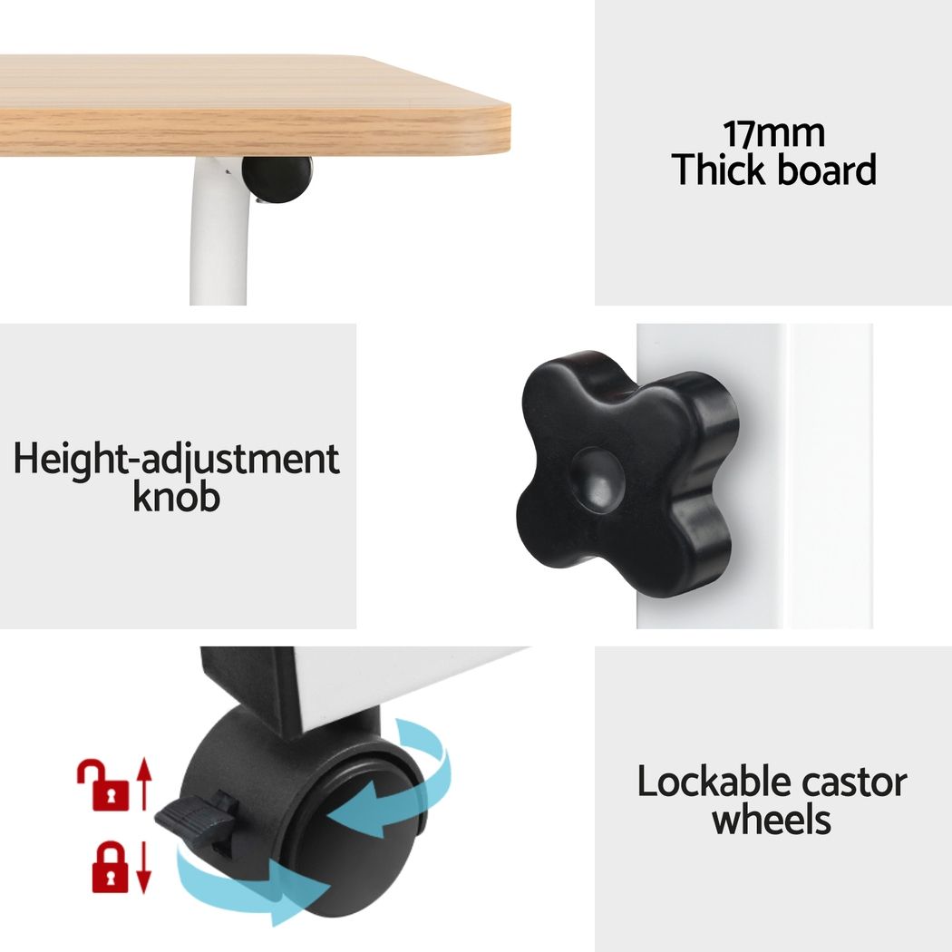 Artiss Laptop Desk Table Adjustable 60CM Light Wood-Furniture > Office-PEROZ Accessories