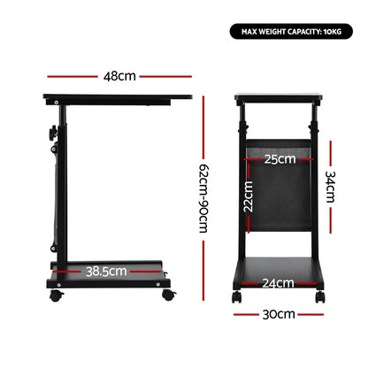 Artiss Laptop Desk Height Adjustable Mobile Workstation Computer Desks 48CM Black-Furniture &gt; Living Room &gt; Side Tables-PEROZ Accessories