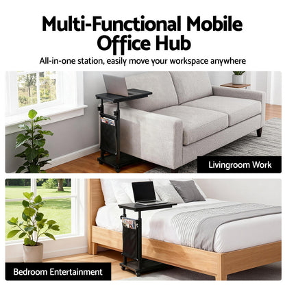 Artiss Laptop Desk Height Adjustable Mobile Workstation Computer Desks 48CM Black-Furniture &gt; Living Room &gt; Side Tables-PEROZ Accessories